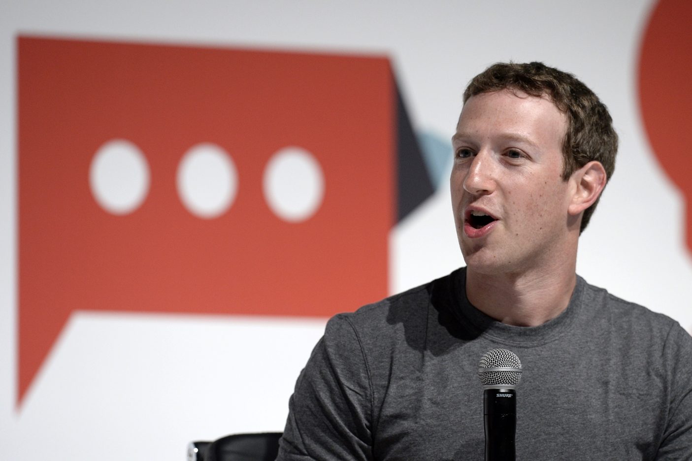 (FILES) This file photo taken on March 2, 2015 shows Facebook's creator Mark Zuckerberg  on the opening day of the 2015 Mobile World Congress (MWC) in Barcelona. Facebook chief Mark Zuckerberg on November 10, 2016 rejected the idea that bogus stories shared at the social network paved a path of victory for President-elect Donald Trump."The idea that fake news on Facebook, which is a very small amount of the content, influenced the election in any way I think is a pretty crazy idea," Zuckerberg said during an on-stage chat at a Technonomy technology trends conference in California.  / AFP PHOTO / LLUIS GENE